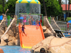 The children's area is filled with pint-size attractions like this mini-slide at El Rollo Parque Acuático in Morelos, Mexico. © Julia Taylor, 2008
