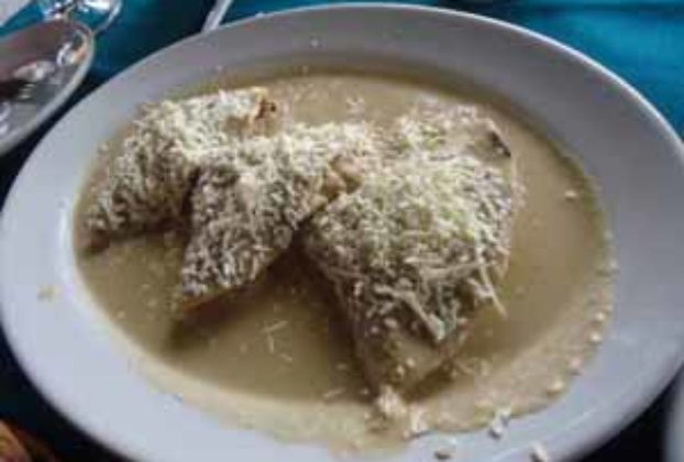 Mexican enchiladas in peanut sauce from Xico, Veracruz © Karen Hursh Graber, 2014