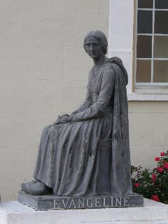 Statue of Evangeline outside St. Martin de Tours chapel in in St. Martinville, Louisiana. © TexasEscapes.com