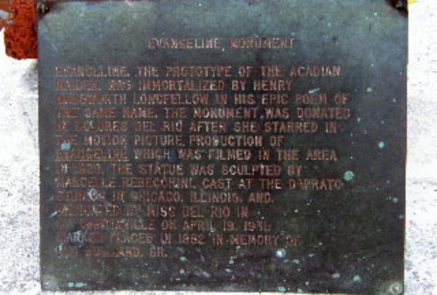 Inscription on the statue of Evangeline. © TexasEscapes.com