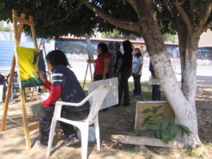 The Zapata Route in Morelos Part 1: Painters illustrating local legends at the Museo Casa de Zapata. © Julia Taylor 2007