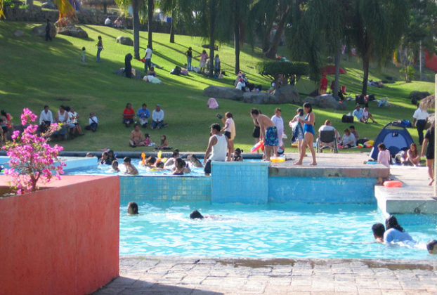 The lovely complex has both deep and shallow pools. The park is perfect for family fun in Mexico. © Julia Taylor 2008
