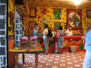 The colorful Tepoznieves shop is a famous and extravagant ice cream store. It offers hundreds of tempting original flavors created from local fruits and other ingredients. © Julia Taylor 2007