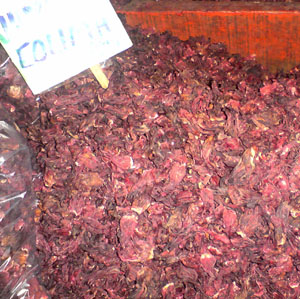 Market display offers jamaica from Colima © Daniel Wheeler, 2010