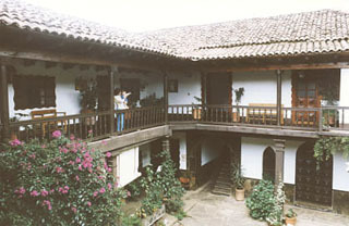 An inner courtyard in a traditional Mazamitla hotel reflects the architectural style of this charming town in the mountains of Jalisco. © Tony Burton, 2000