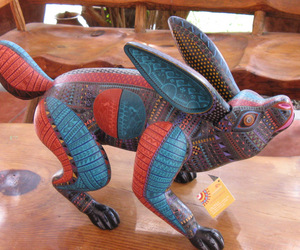 This colorful alabrije rabbit by Jacobo Angeles races across the Mexican mountain meadows. © Alvin Starkman, 2008