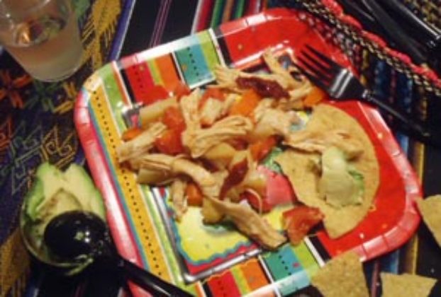 Mexican chicken salad with chipotle vinaigrette known as salpicon de pollo © Karen Hursh Graber, 2014