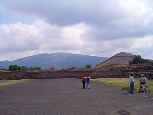 This wide promenade is known as the Avenue of the Dead. Teotihuacan, outside Mexico City, is one of the most important archeological zones in Mexico. © Rick Meyer, 2001