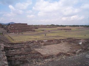 Looking back south on the east side of the plaza, the front portion of the temple is left. This gives an idea of the immense size of the plaza.