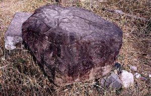 Petroglyphs on large stones lie everywhere at the Hacienda of Nogueras.