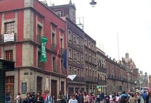 Calle Moneda in Mexico City dead-ends at the zocalo, and is virtually a pedestrian walkway. © Rick Meyer, 2001