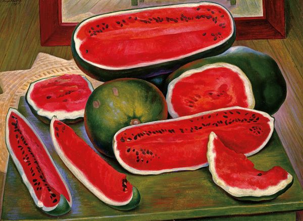 Diego Rivera Watermelons (Las sandías), 1957. Museo Dolores Olmedo Patiño, Mexico City, Photo credit Schalkwijk/Art Resource, NY, Artwork © 2019 Banco de México Diego Rivera Frida Kahlo Museums Trust, Mexico, D.F./Artists Rights Society (ARS), New York