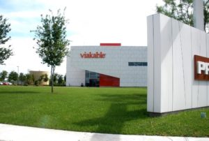 the main entrance to Viakabel’s stunning campus-like research facility.