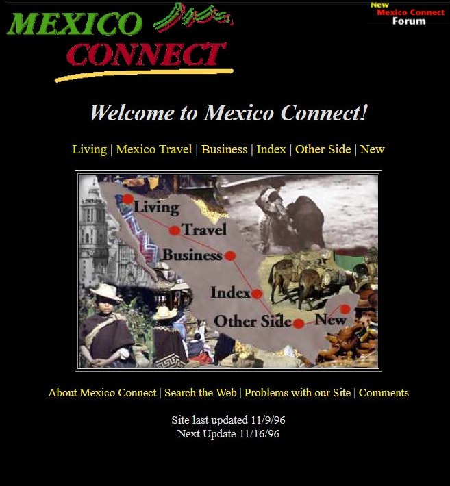 MexConnect homepage, November 19962015