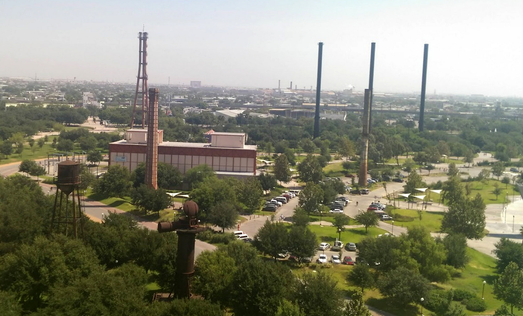 View of Parque Fundidora from atop Blast Furnace. © 2024 Allan Wall