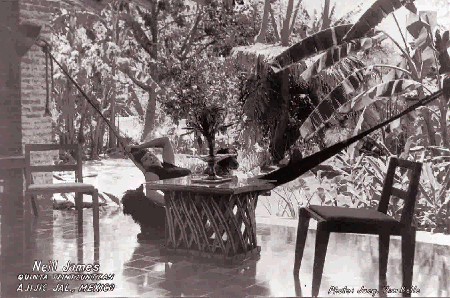 Jacques Van Belle. c 1957. Neill James in Hammock. (Fig 10-5 of Lake Chapala: A Postcard History.)